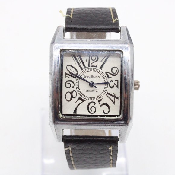 Kendall & James Watch Mens Silver Tone Stainless Steel Classic Square White Dial - Picture 2 of 8